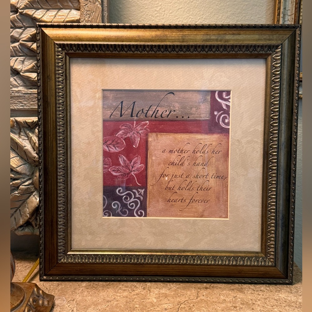 Elegant Framed Mother Quote Art